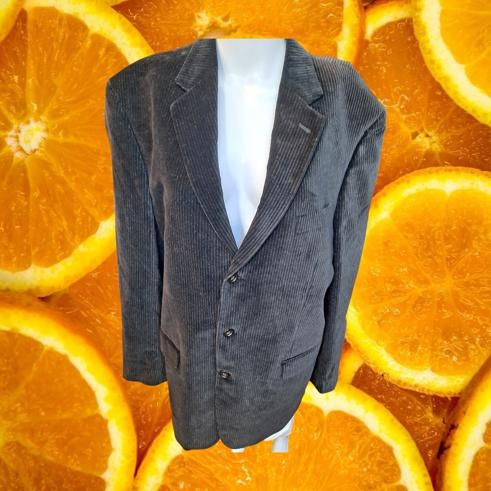 Calvin Klein Men's 42L Gray Pinstripe Corduroy Sport Coat Blazer Jacket
